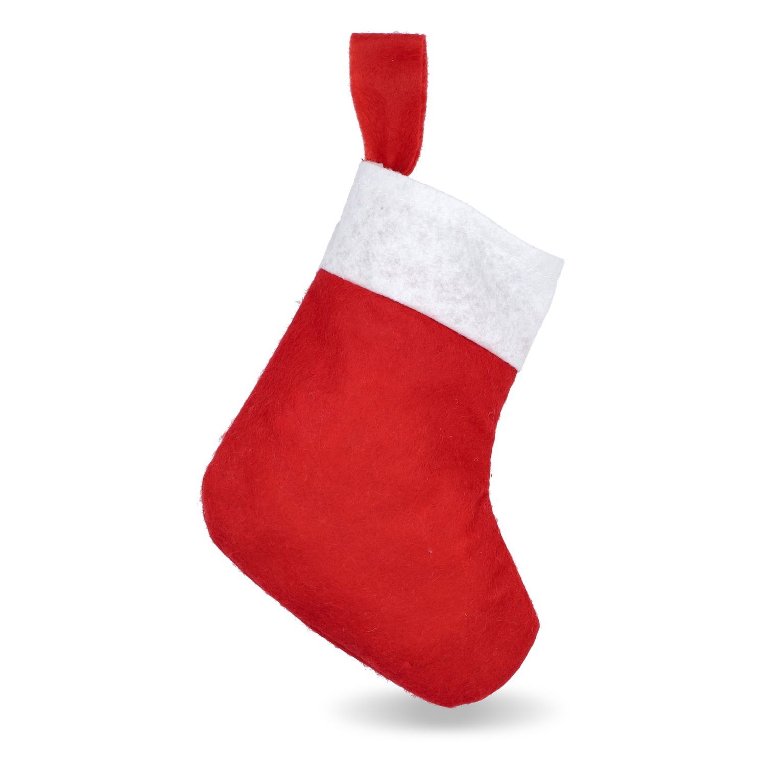 Vilten kerstsok 20 cm, Kleur: Wit / Rood