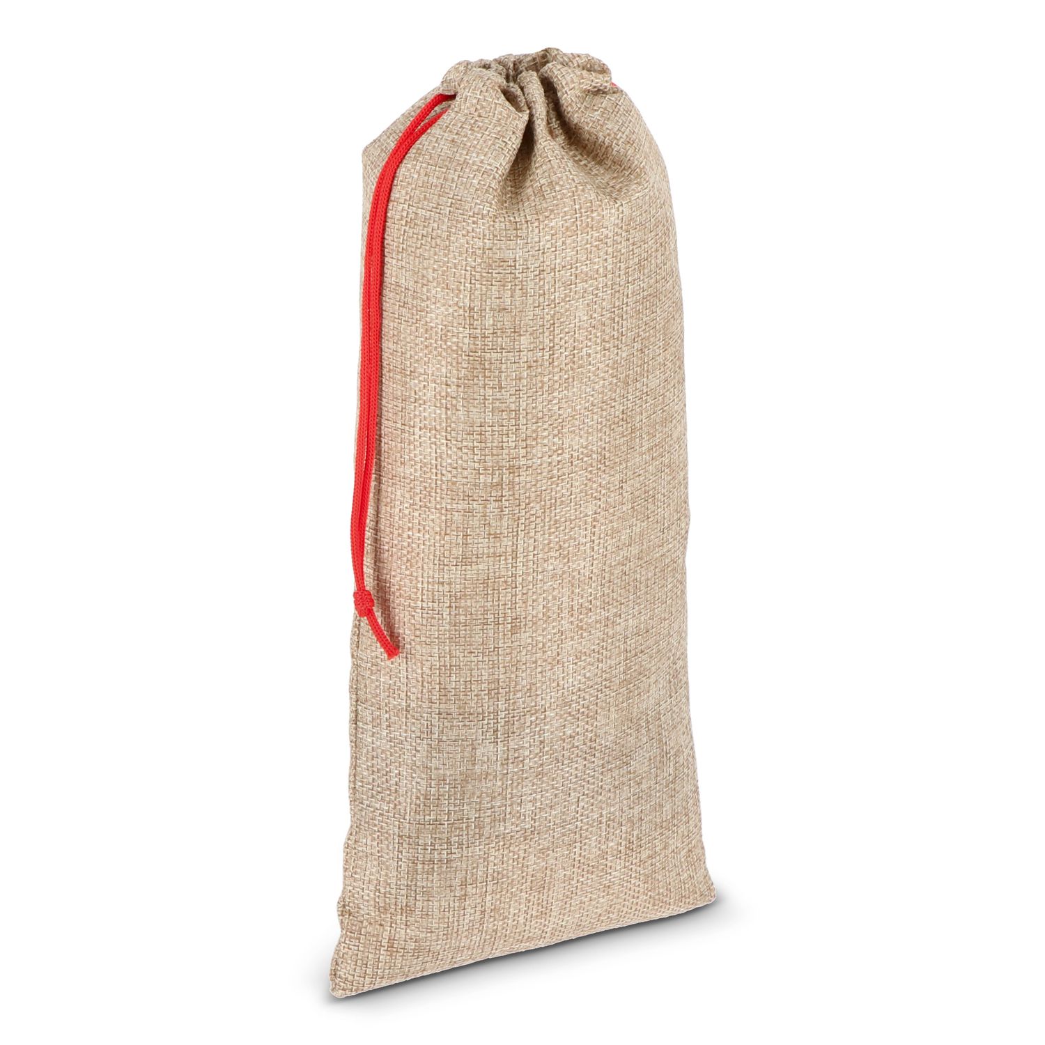 Jute-stijl flessentasje 14 x 34 cm, Kleur: Natuur