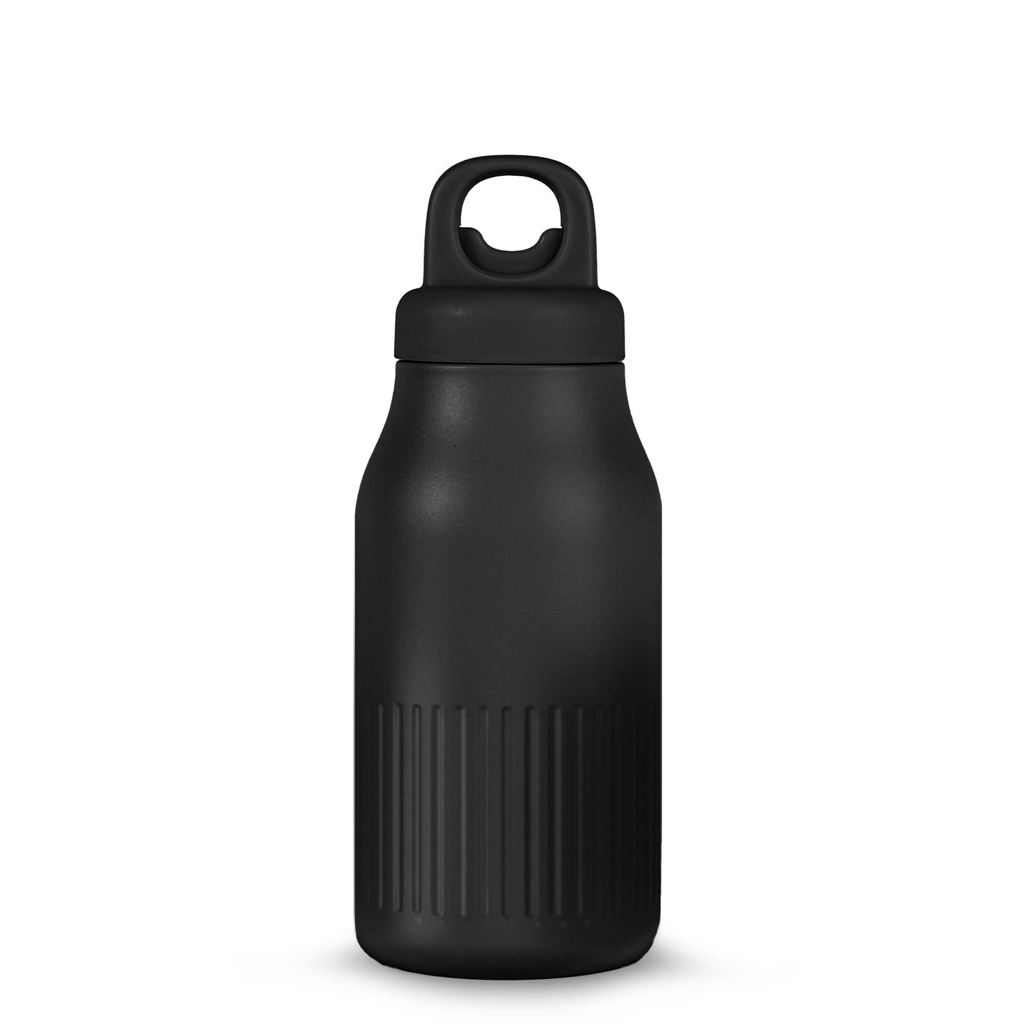 Sagaform Truls stalen fles met handige openklik dop (gerecycled) 500 ml, Kleur: Zwart