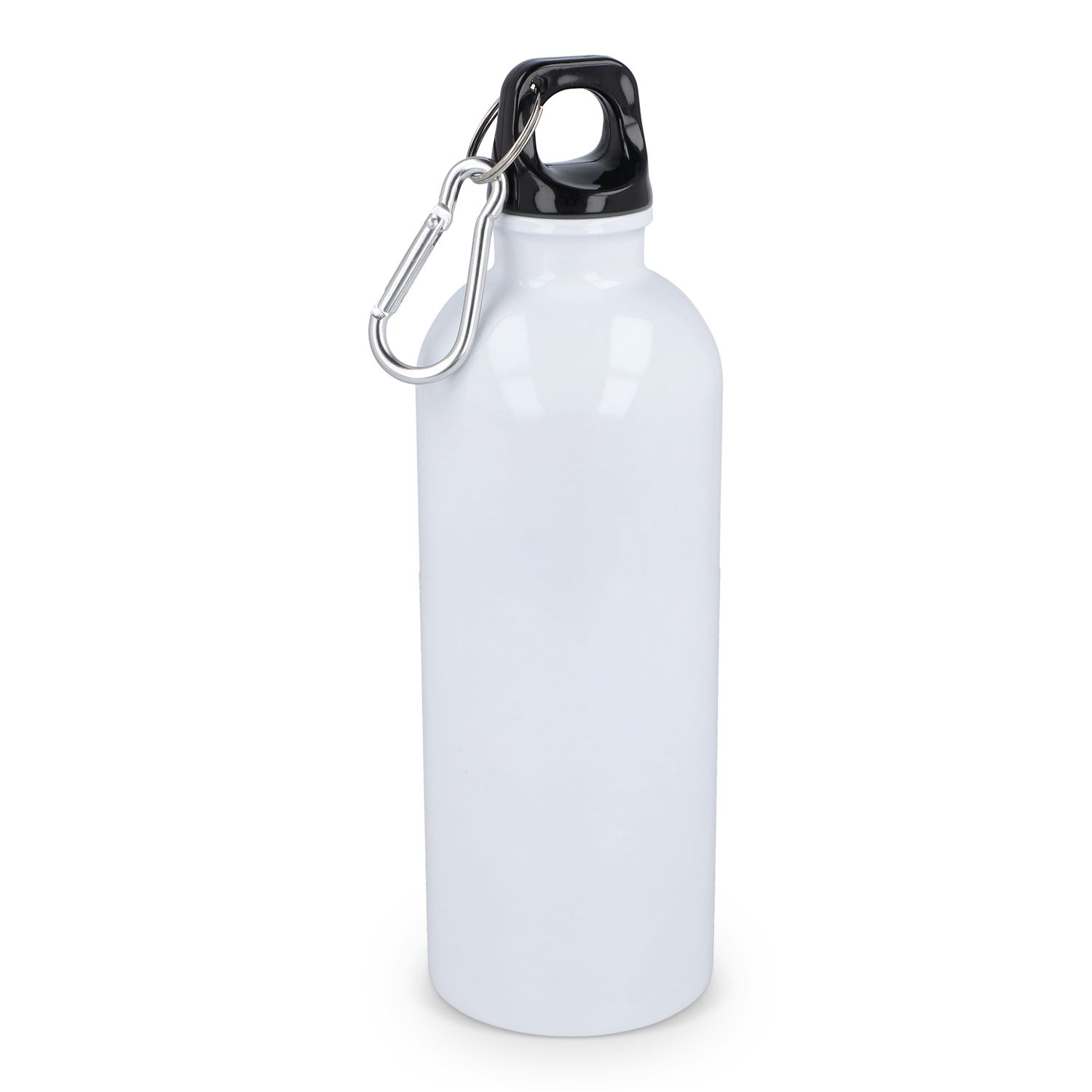 Gerecycled RVS enkelwandige fles met karabijnhaak 500ml, Kleur: Wit