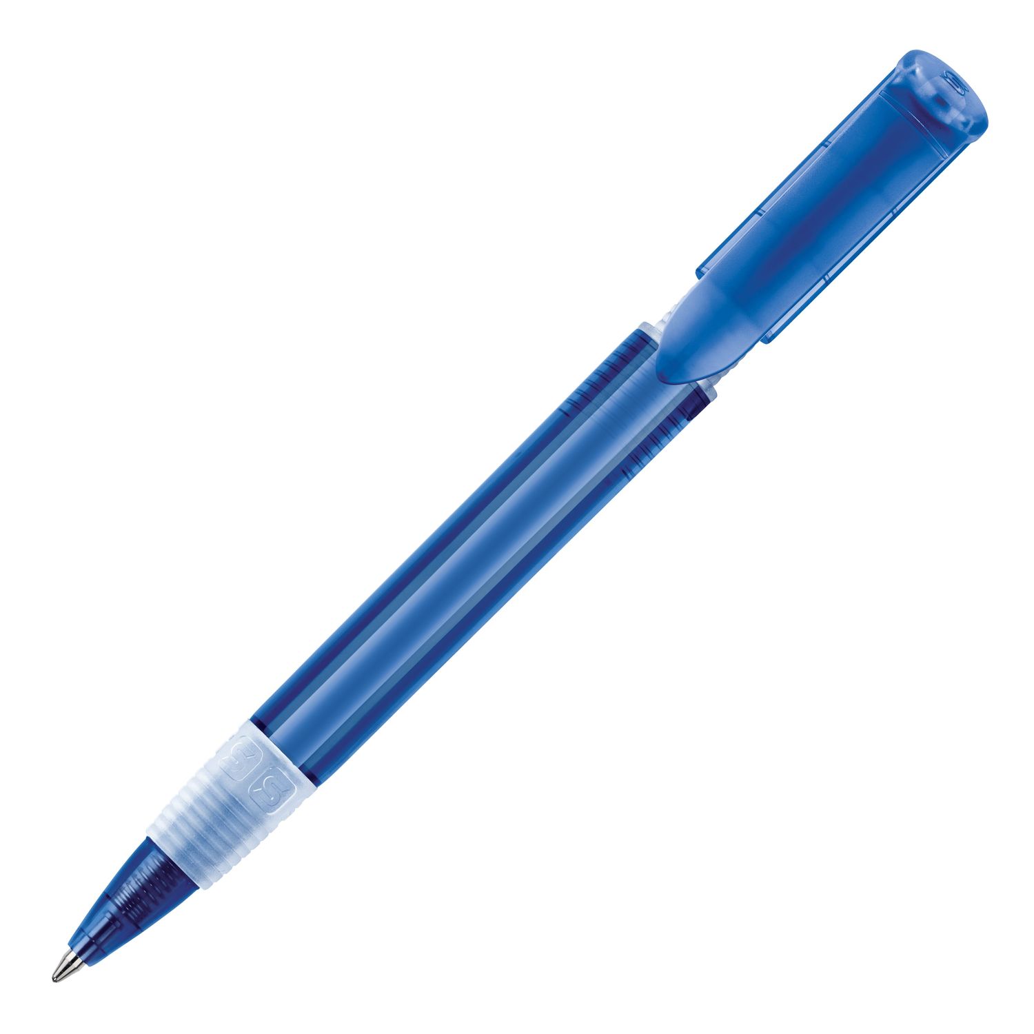 Balpen S40 Grip Clear transparant, Kleur: Transparant / Donkerblauw