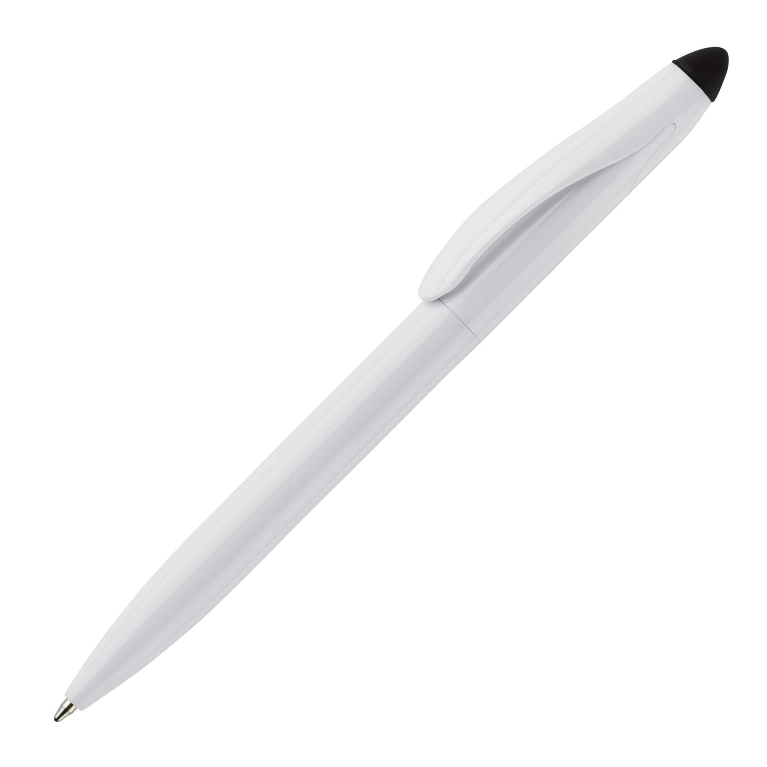 Balpen Touchy stylus hardcolour, Kleur: Wit / Zwart