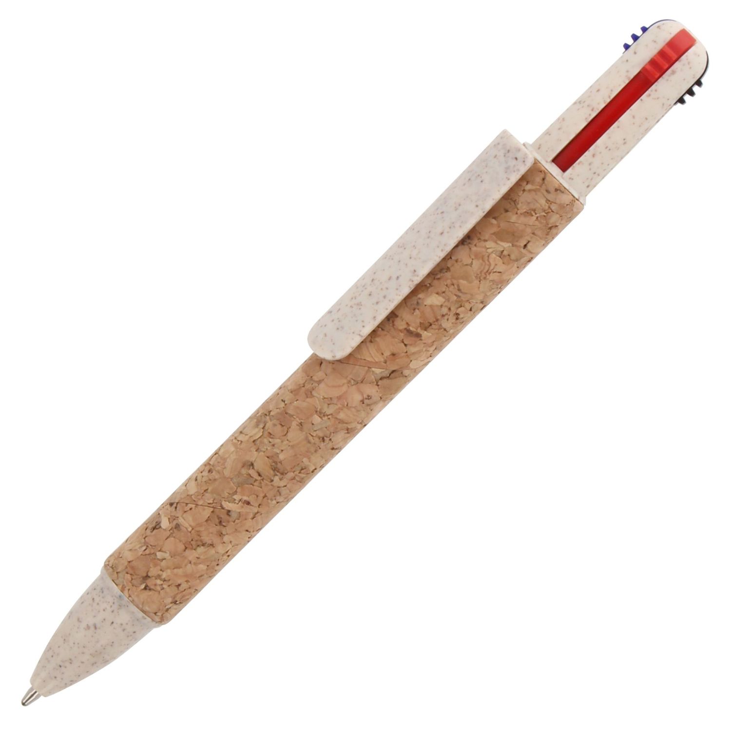 Balpen 4-kleuren kurk, Kleur: Natuur