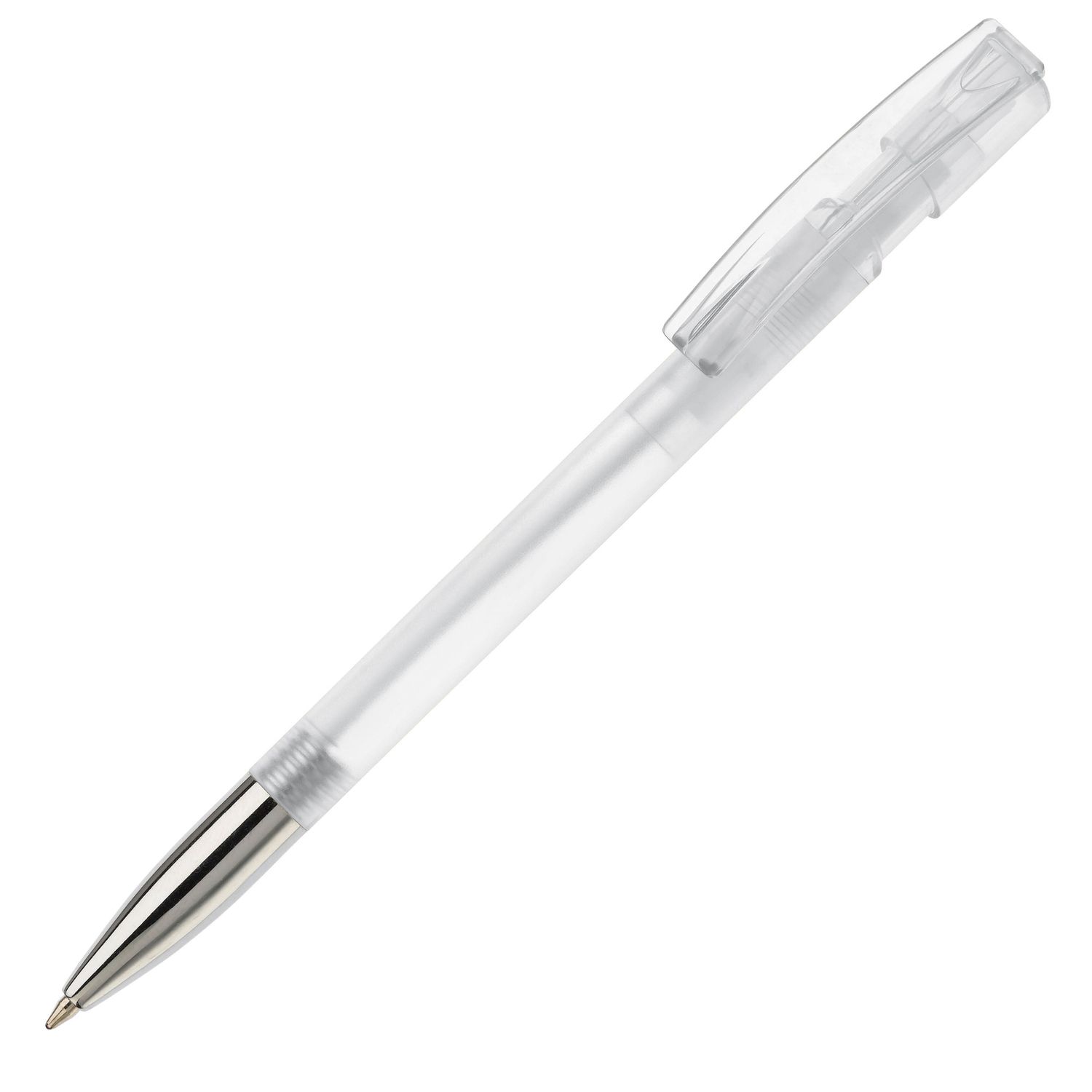 Balpen Nash metalen tip transparant, Kleur: Transparant / Wit