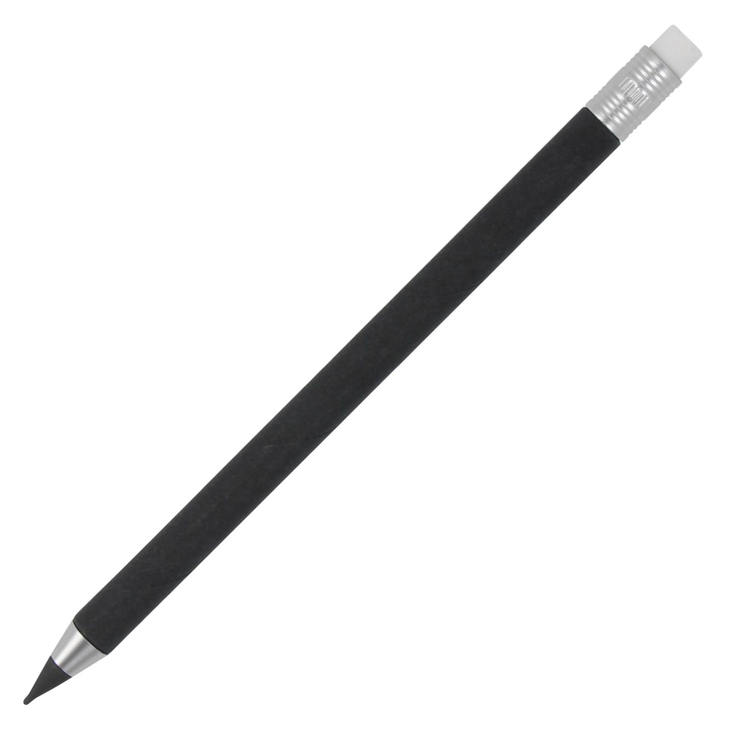 Inktloze papierpen met gum, Kleur: Zwart