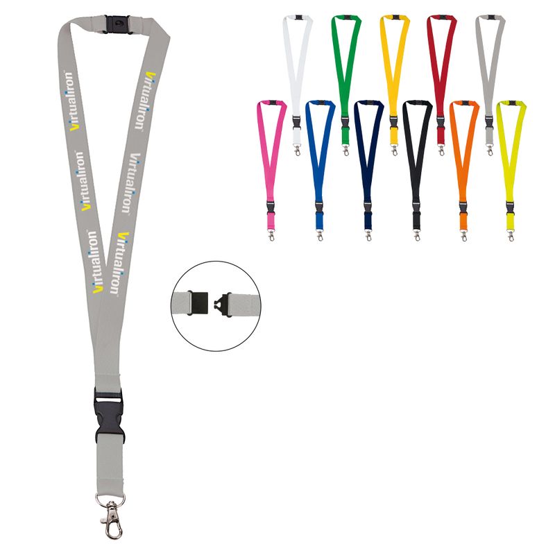 Polyester lanyard 20 mm met gesp en haak