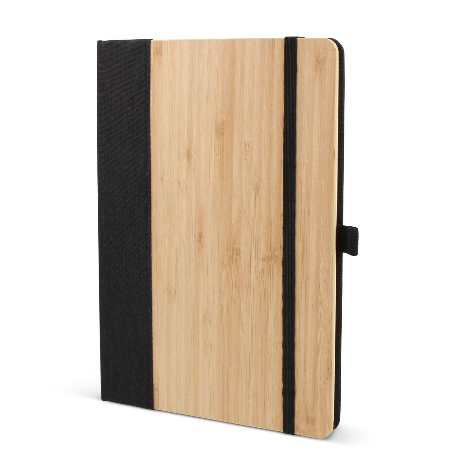 Notitieboek bamboe &amp; R-PET A5, Kleur: Zwart