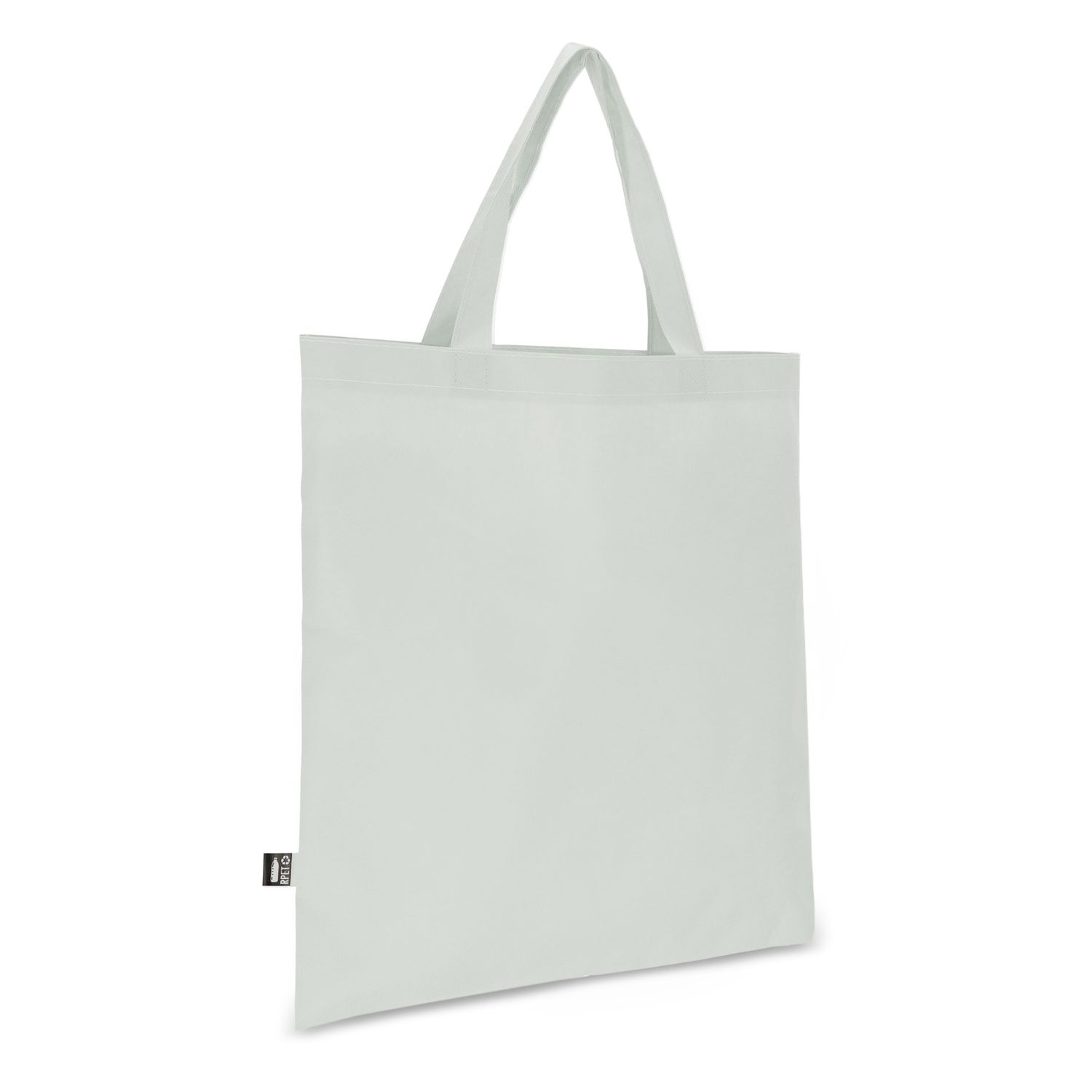 R-PET Draagtas non-woven korte handvatten 38 x 42cm 75g/m², Kleur: Wit