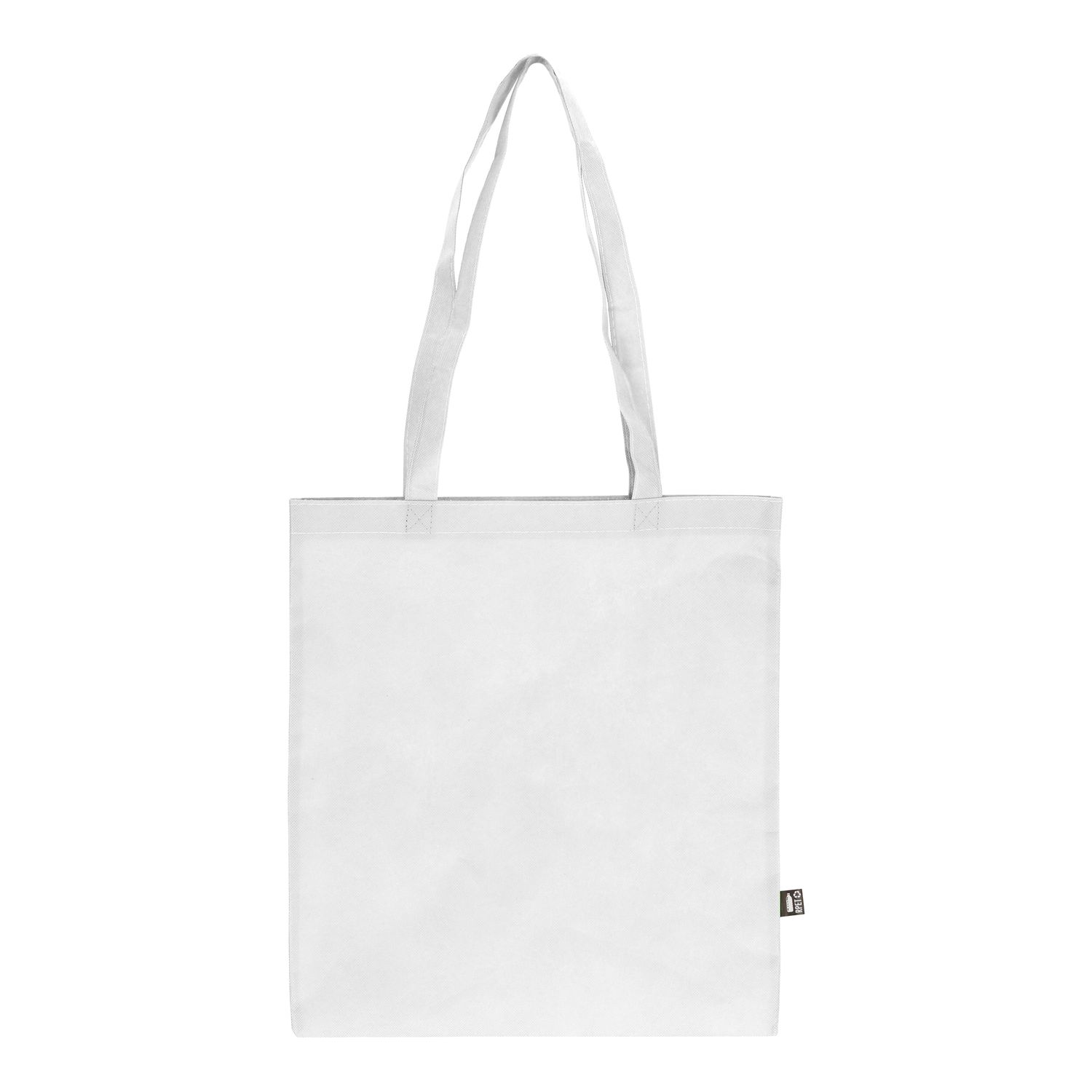 R-PET Draagtas non-woven lange handvatten 38 x 42cm 75g/m², Kleur: Wit