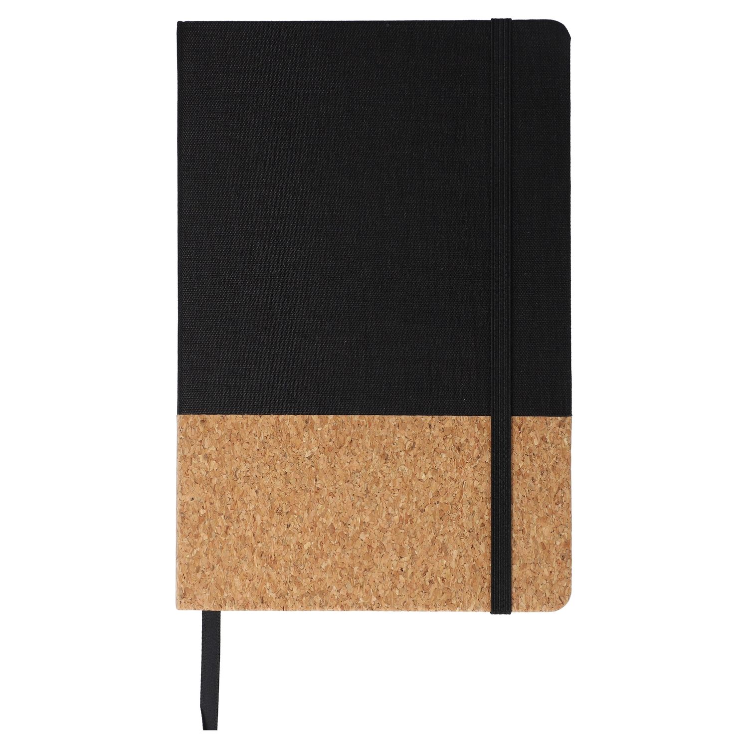Notitieboek R-PET &amp; kurk A5, Kleur: Zwart