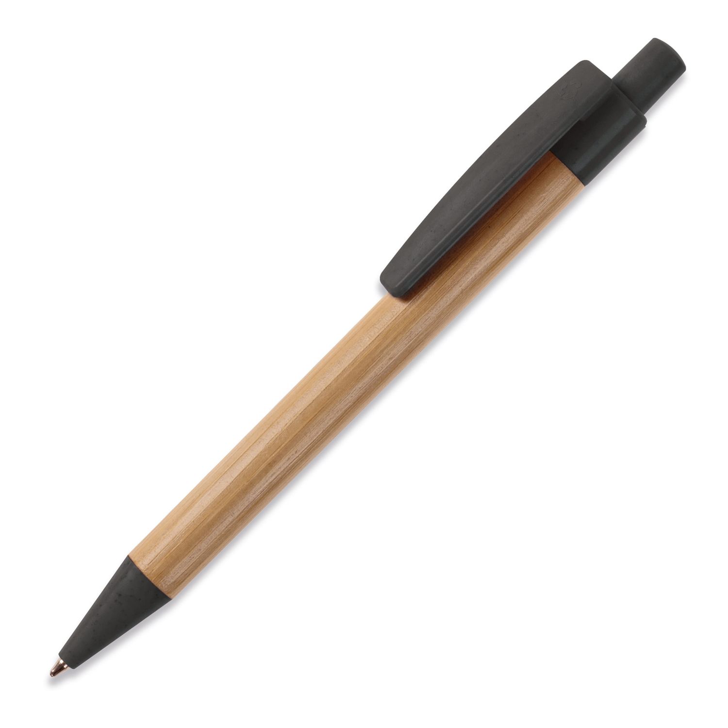 Ball pen bamboe met tarwestro, Kleur: Zwart