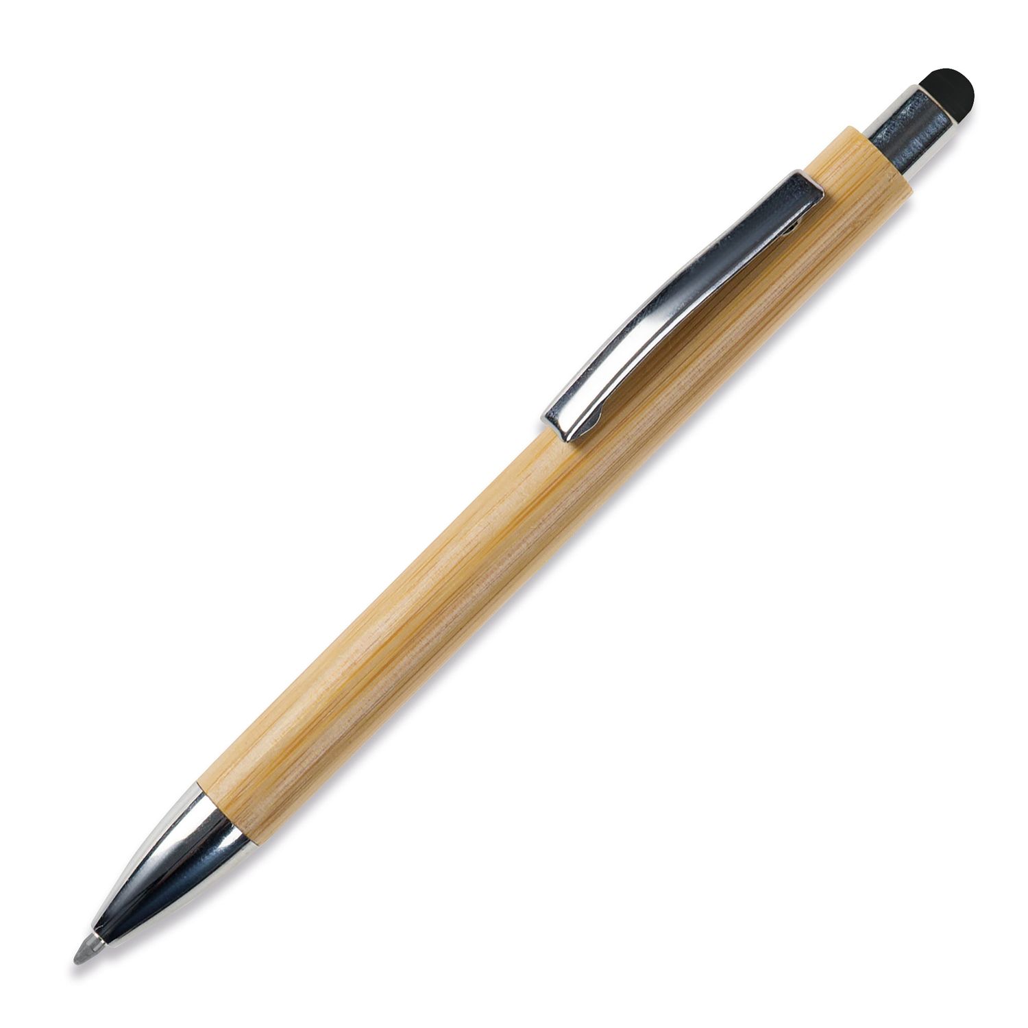 Balpen New York bamboe met stylus, Kleur: Zwart
