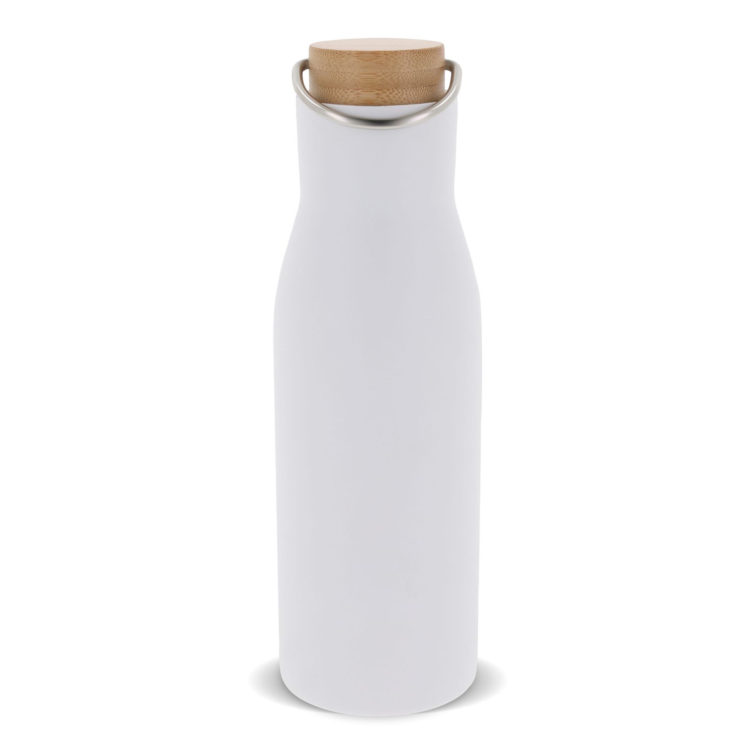 Thermo fles met bamboe deksel 500ml, Kleur: Wit