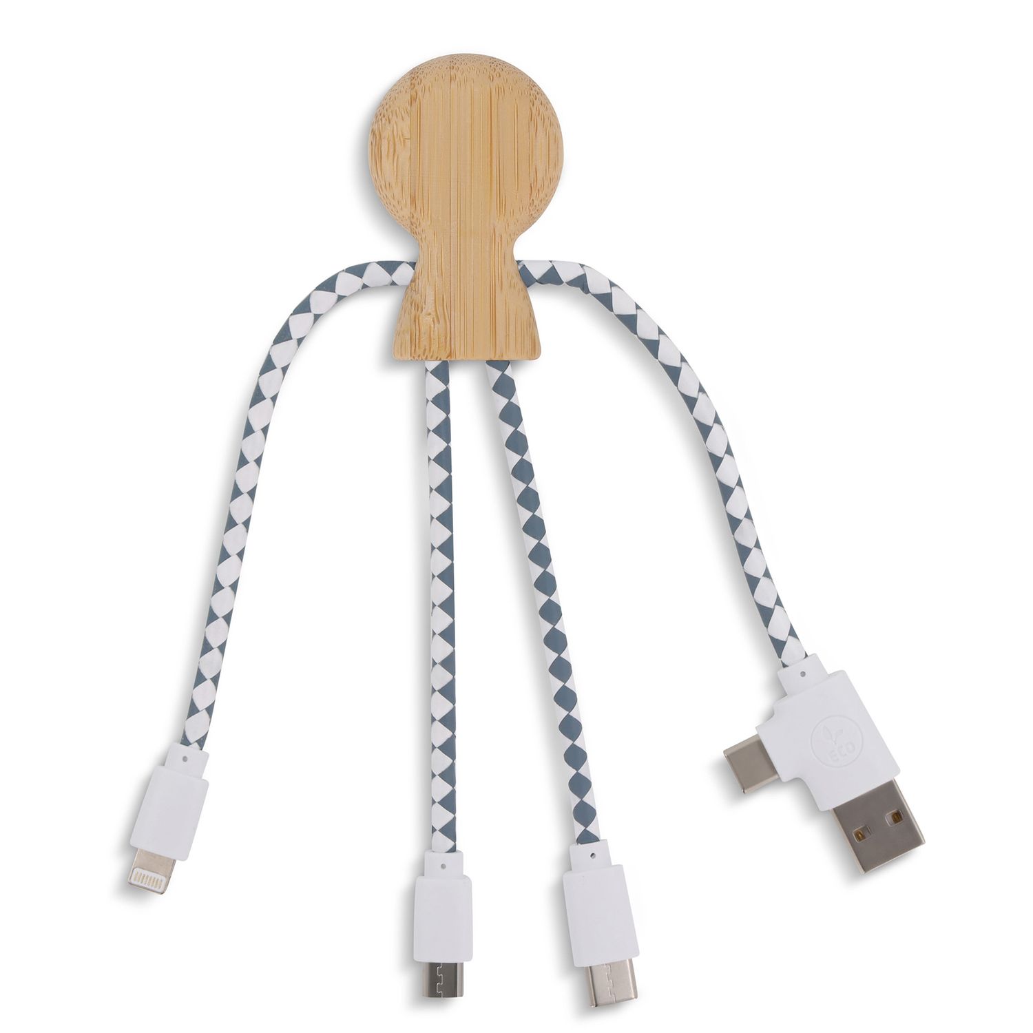Xoopar Mr. Bio Bamboo Charging Cable, Kleur: Natuur