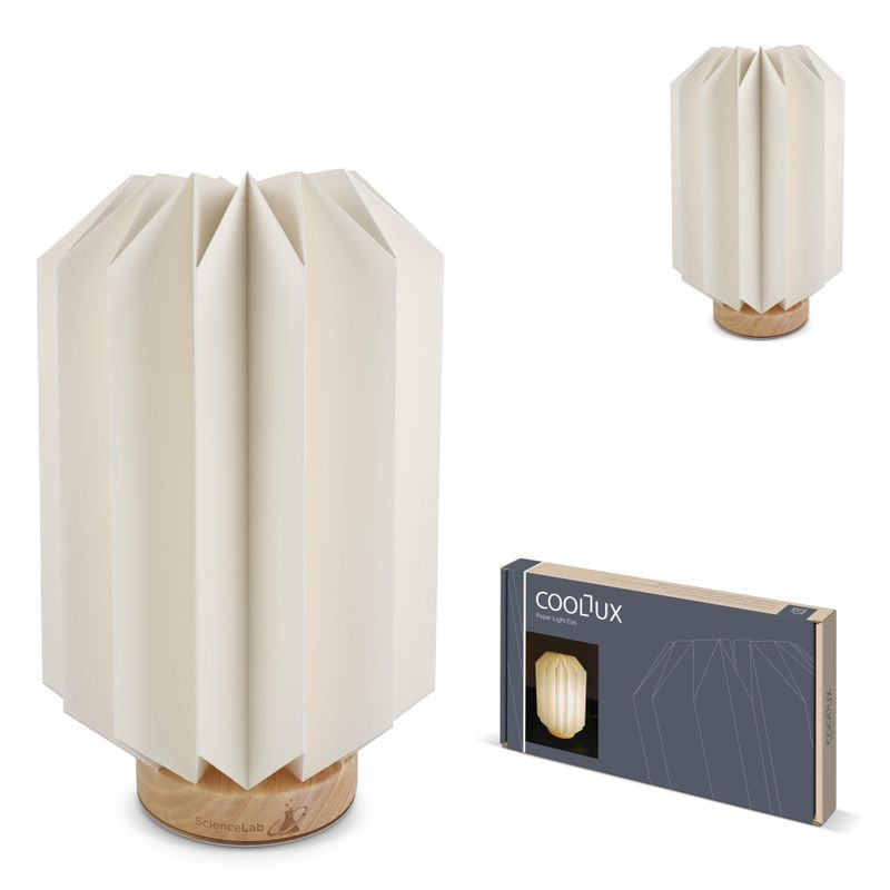 Coollux vouwbare papieren LED lamp Eos op houten voet, 25 cm  (brievenbus doos)