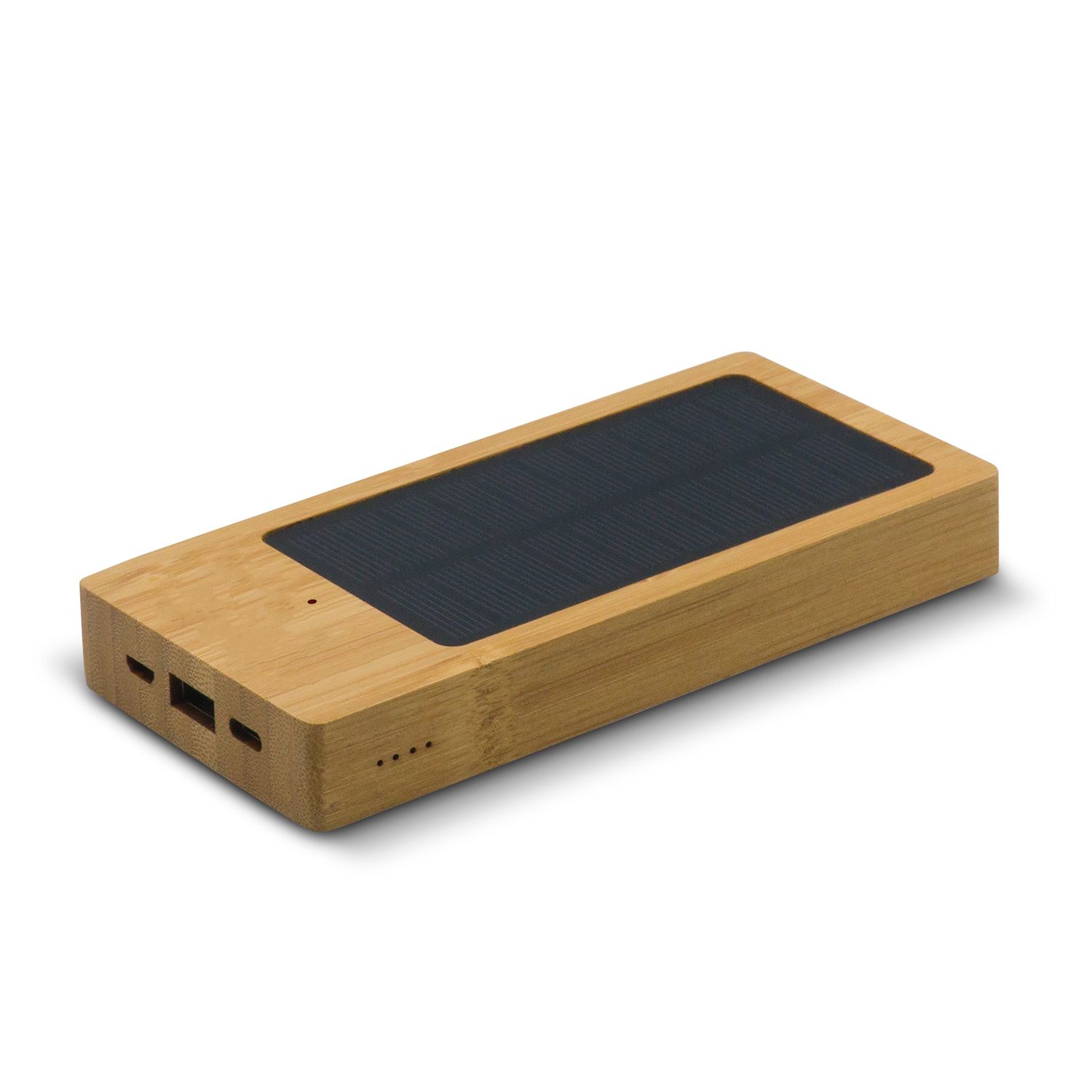 Powerbank Bamboe met Zonne Energie 8000mAh, Kleur: Hout