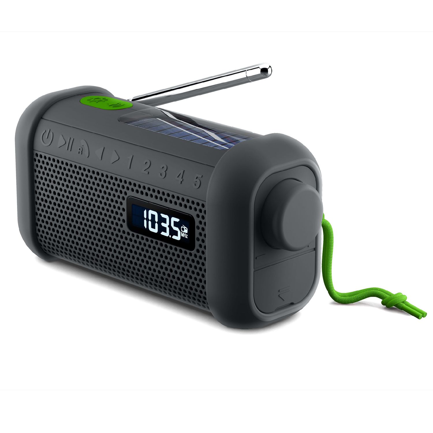 MH-08 | Muse Noodradio Bluetooth speaker met solar en opwindmechanisme, Kleur: Zwart