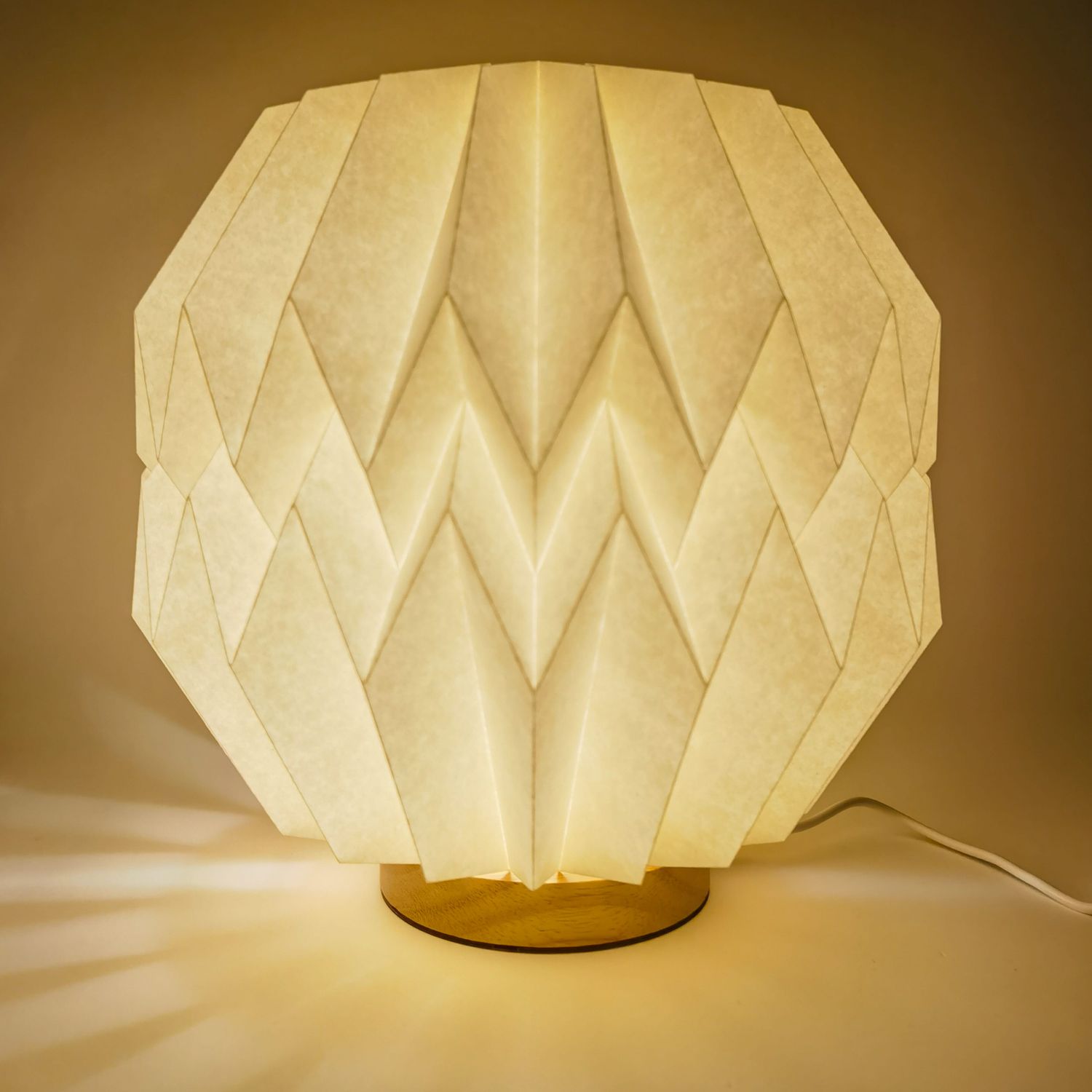 Coollux opvouwbare Origami-geïnspireerde papieren LED-lamp Luna 25cm, Kleur: Natuur