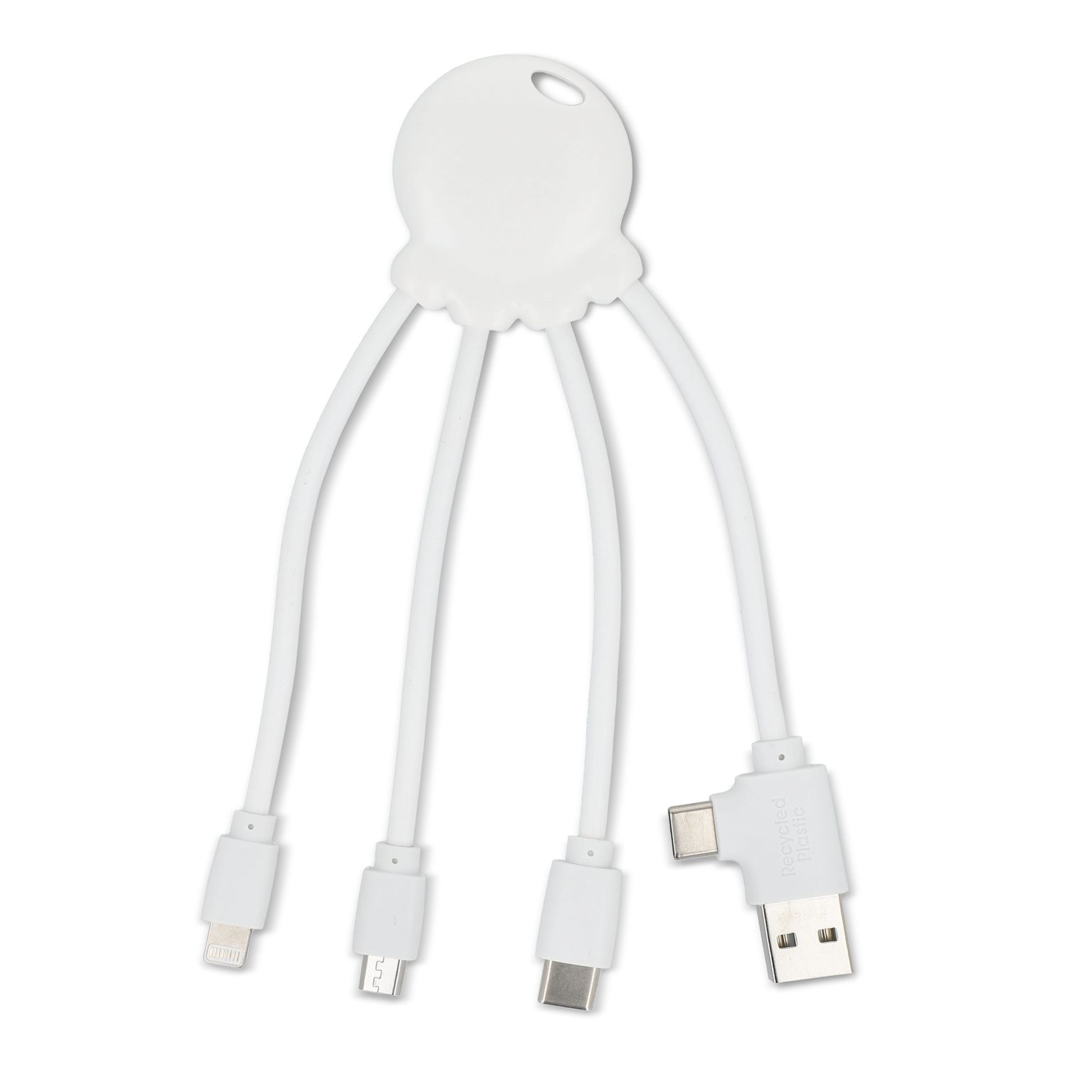 4009| Xoopar Eco Octopus Oplaadkabel Ocean Bound Plastic, Kleur: Wit