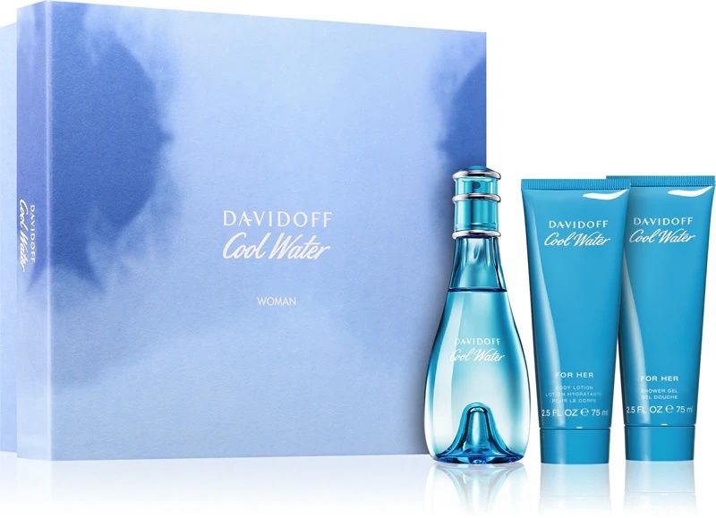 Davidoff Cool Water EDP Gift Set, Women’s 3.4 oz (3-Piece Set)