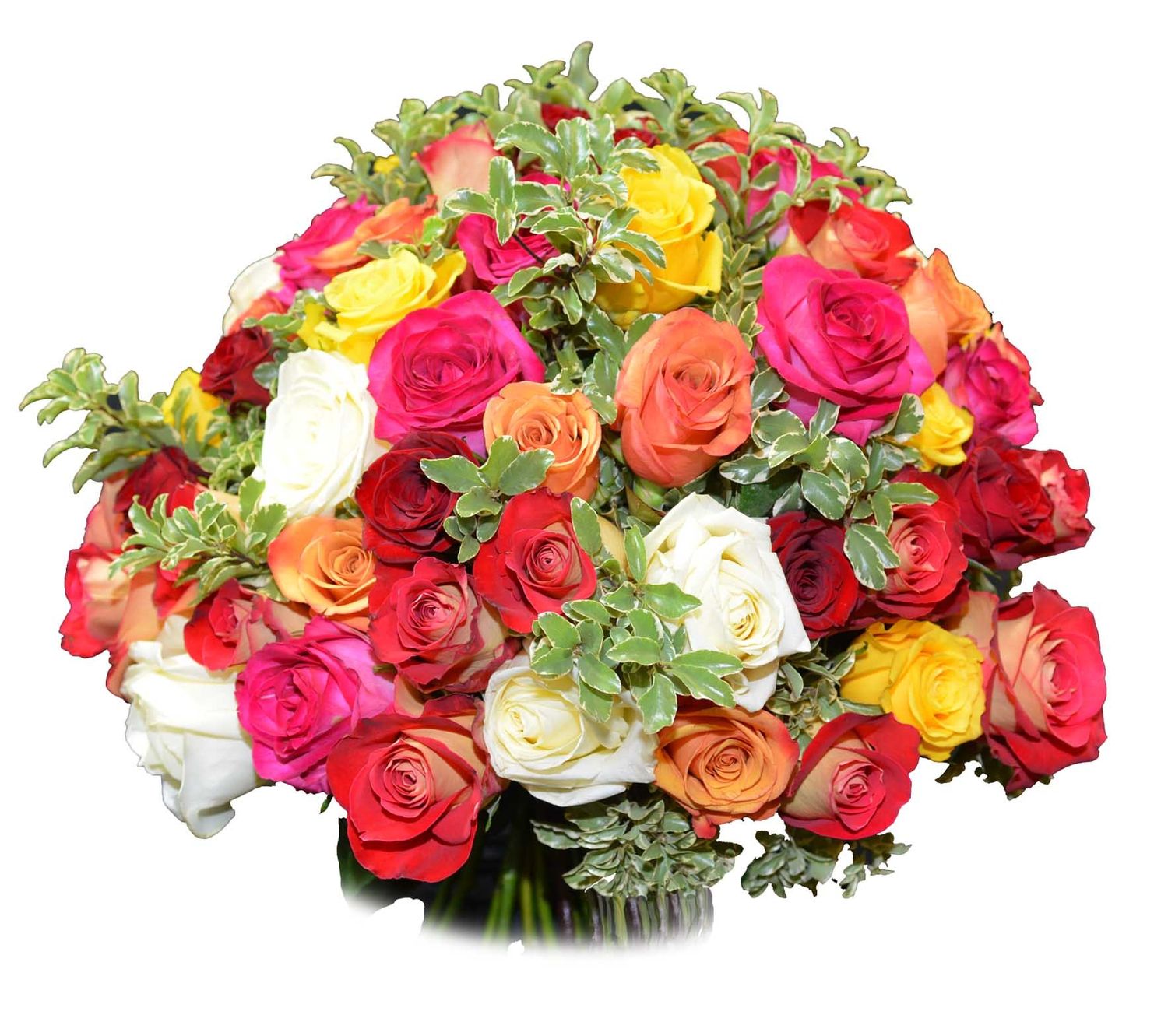 Bouquet rond de roses variées