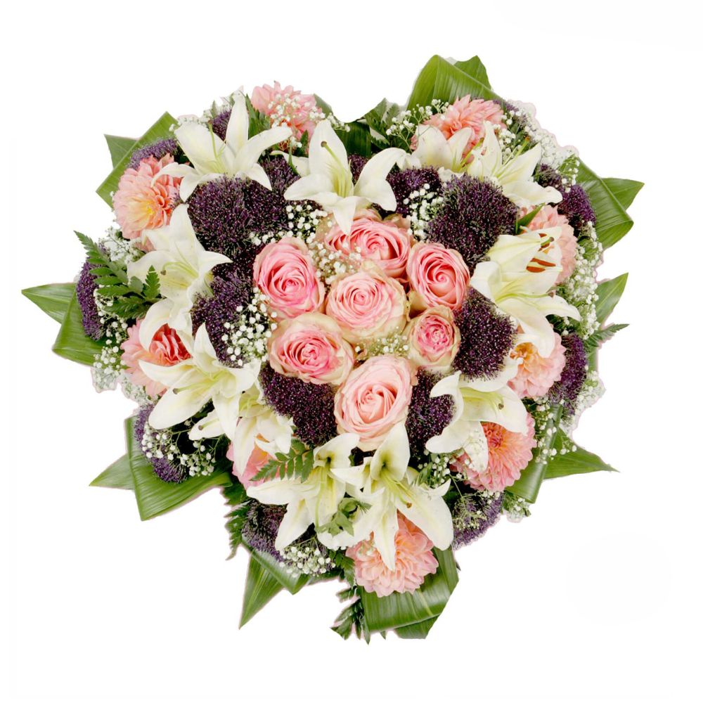 Coeur fleurs de saison pastel