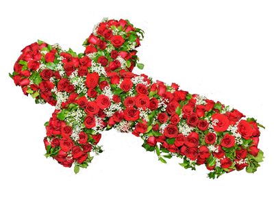 Croix en roses rouges Croix en roses rouges