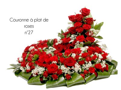 Couronne à plat de roses rouges Couronne à plat de roses rouges