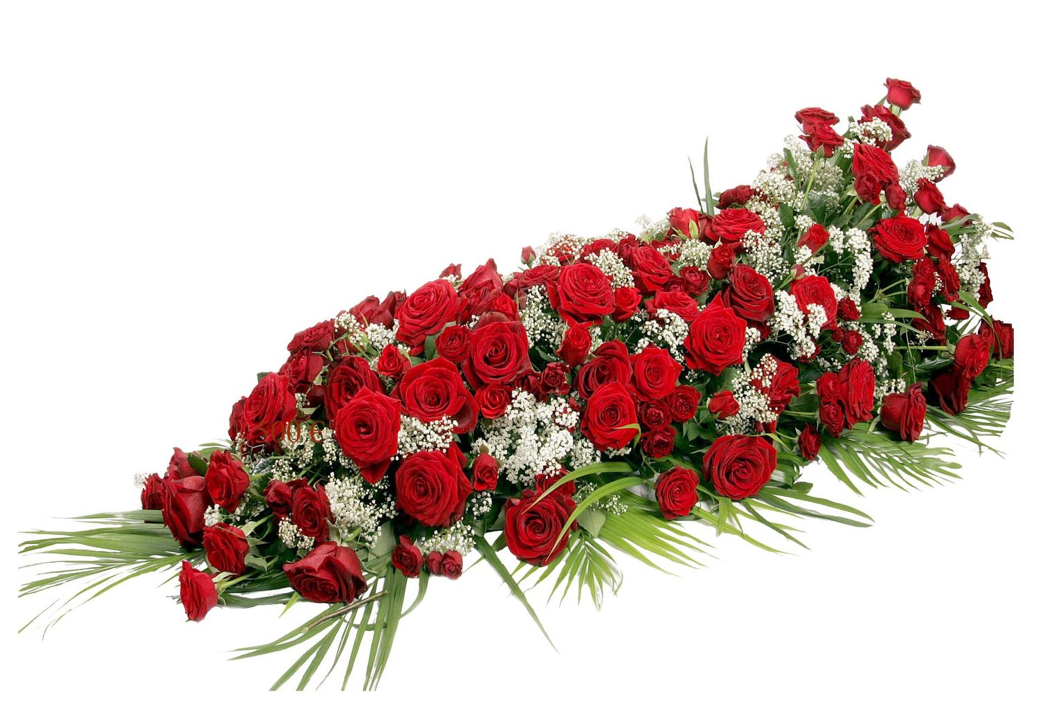 Dessus de cercueil roses rouges