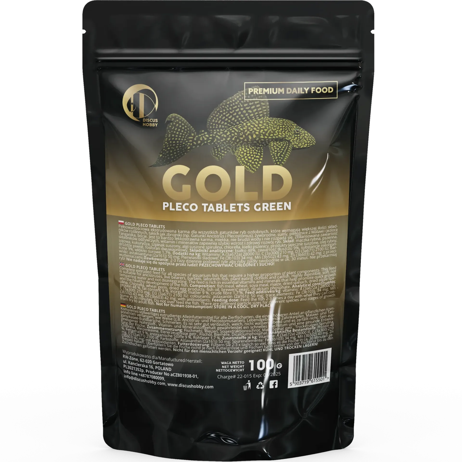 Premium Daily Food Gold - Pleco Tablets Green 200 gram