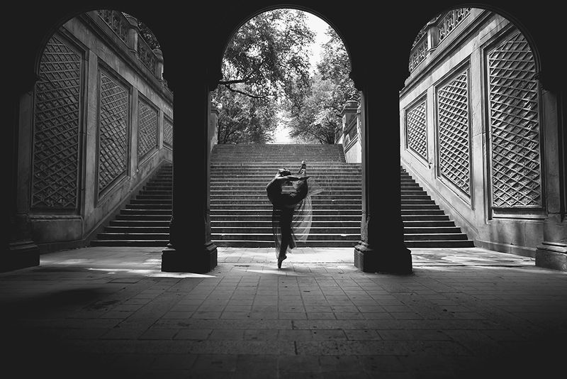 NYC Central Park Archway - Black and White Dance Photography