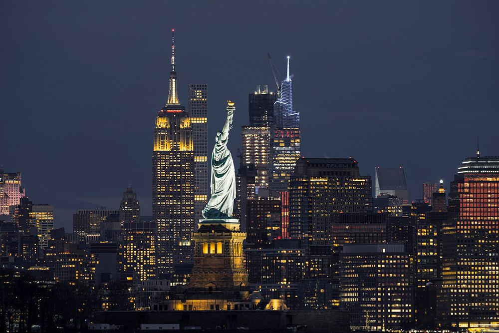 Statue of Liberty &amp; Empire State - Iconic Night View