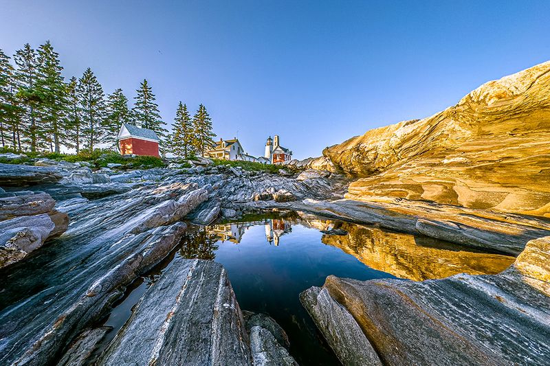 Pemaquid Point Lighthouse - Maine Coast Reflection Art