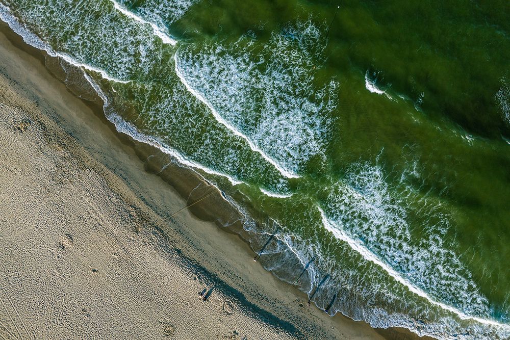 Aerial Ocean Waves - Sandy Beach Drone Art