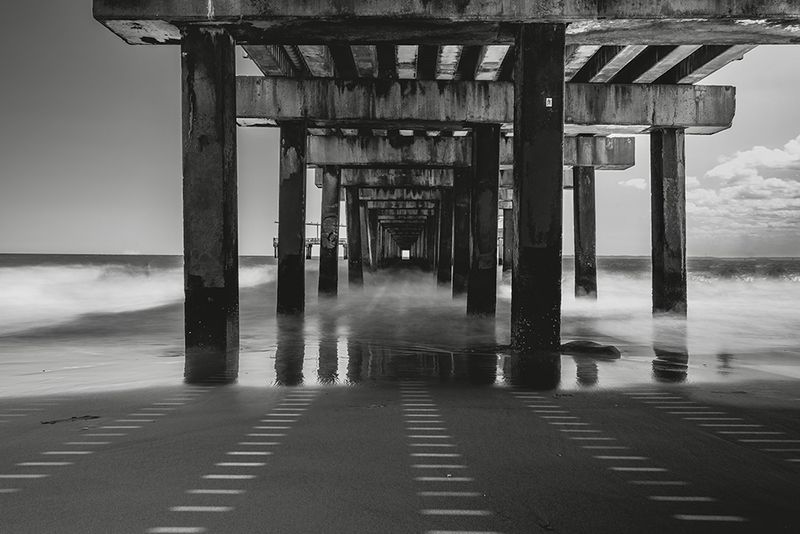 Coney Island Pier Black &amp; White - Coastal Wall Art