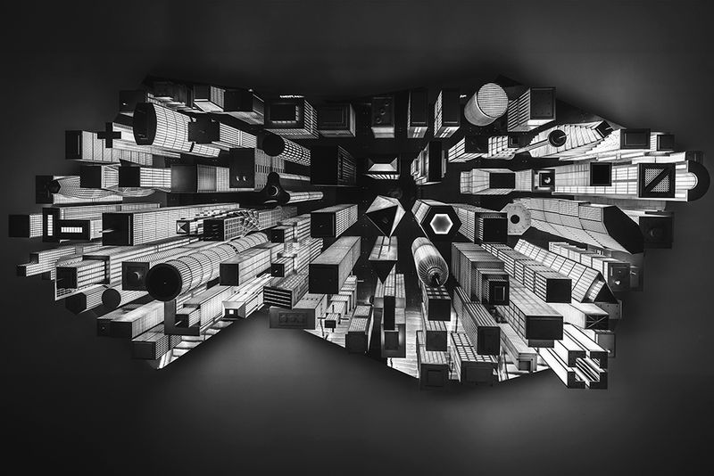 Ceiling Cityscape - Surreal Black &amp; White Print
