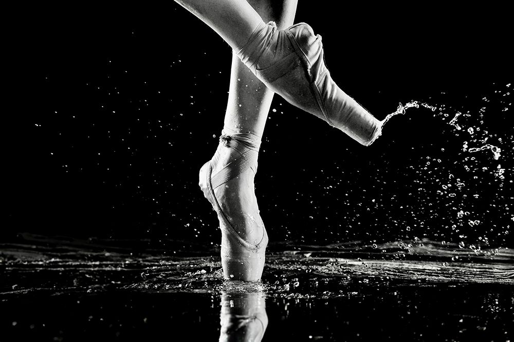 Ballerina Pointe Shoes &amp; Water Splash - Motion Art Print