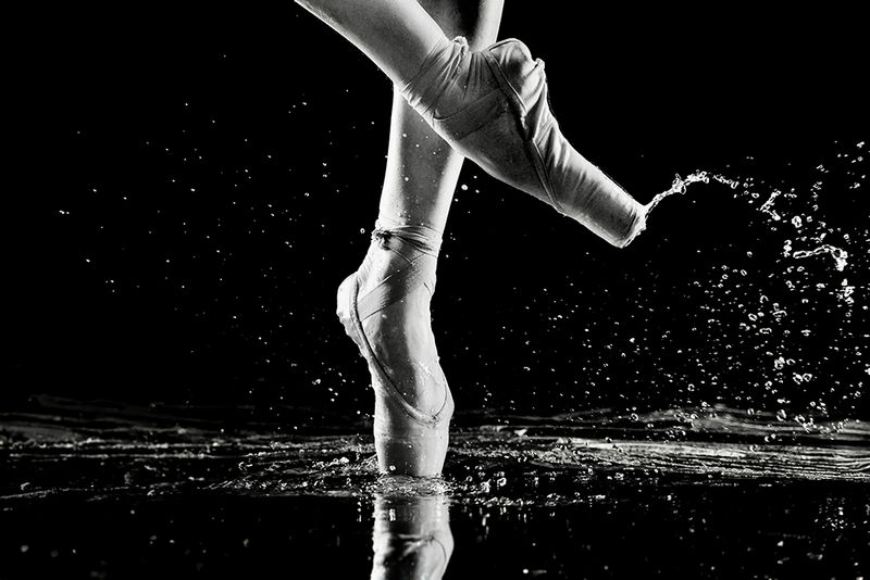 Ballerina Pointe Shoes &amp; Water Splash - Motion Art Print