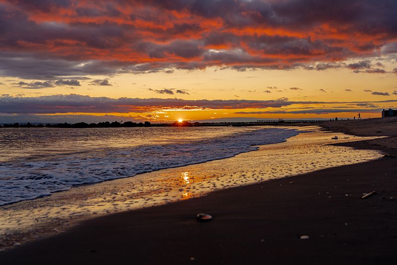Purple &amp; Gold Sunset Beach - Dramatic Coastal Landscape Photography Print