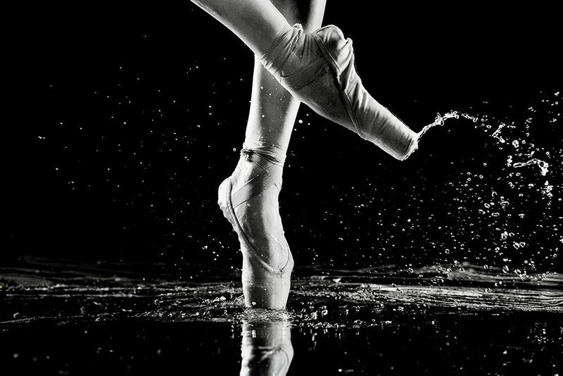 Ballerina Pointe Shoes &amp; Water Splash - Motion Art Print