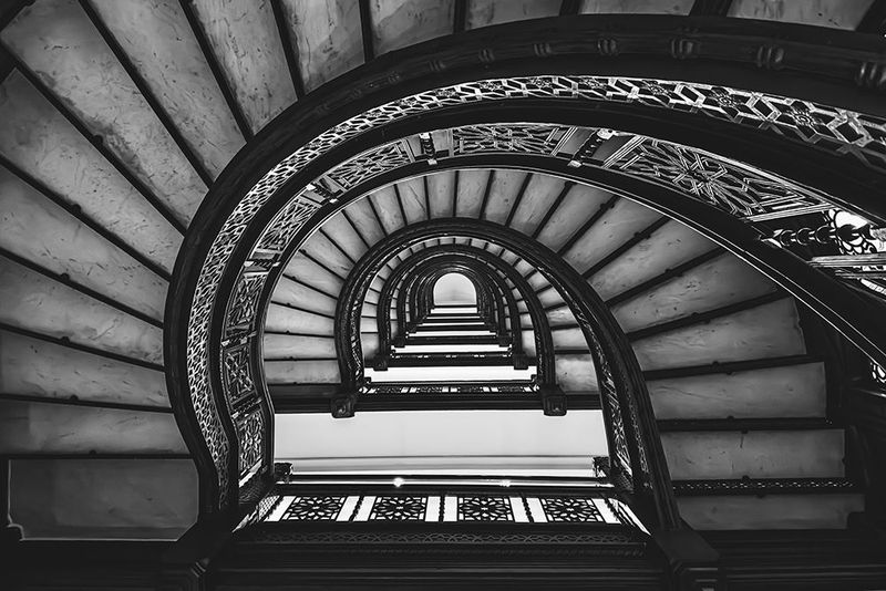 Infinite Spiral - Abstract Spiral Staircase Architecture Print