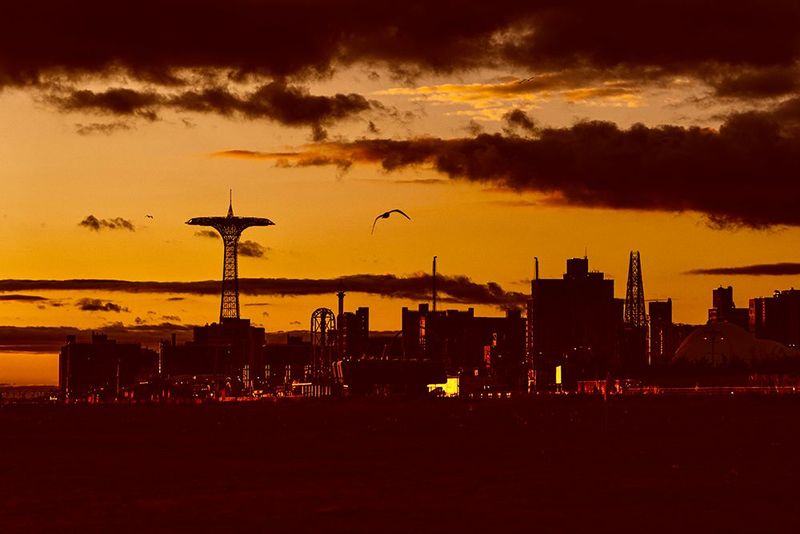 Coney Island Skyline Silhouette - Golden Hour Cityscape Photography Print