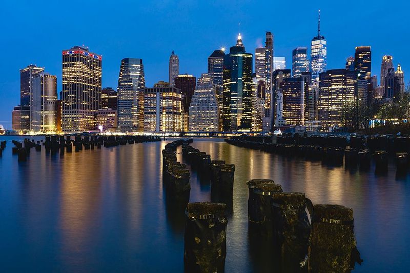 Lower Manhattan Night View - City Lights Wall Decor