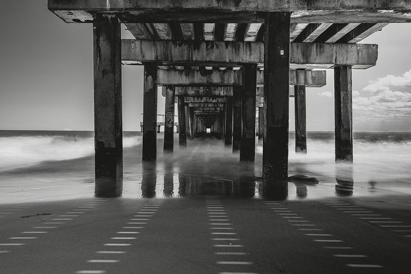 Coney Island Pier Black &amp; White - Coastal Wall Art