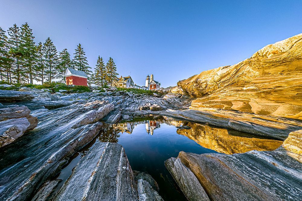 Pemaquid Point Lighthouse - Maine Coast Reflection Art