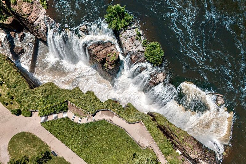 Aerial Waterfall &amp; Gorge - Top-Down Nature Art