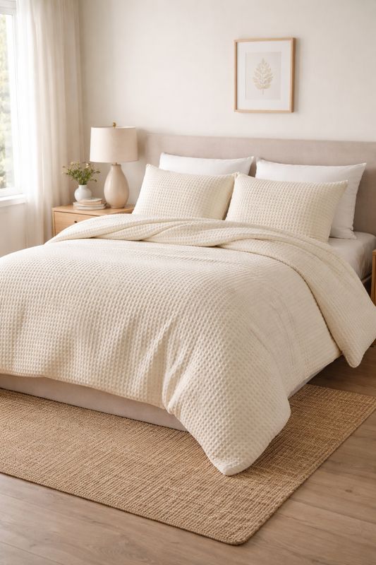 White Waffle weave duvet set 