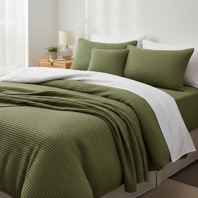 Waffle weave duvet cover in 100% cotton, soft textured hotel-quality bedding, breathable luxury duvet cover