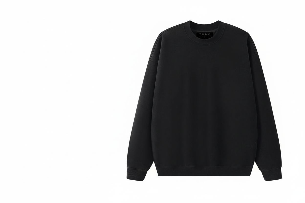Heavy Plain Fleece Sweatshirt, Color: black