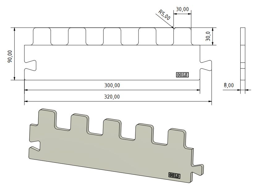 Frässchablone Quadrat-Zahn-Verbindung